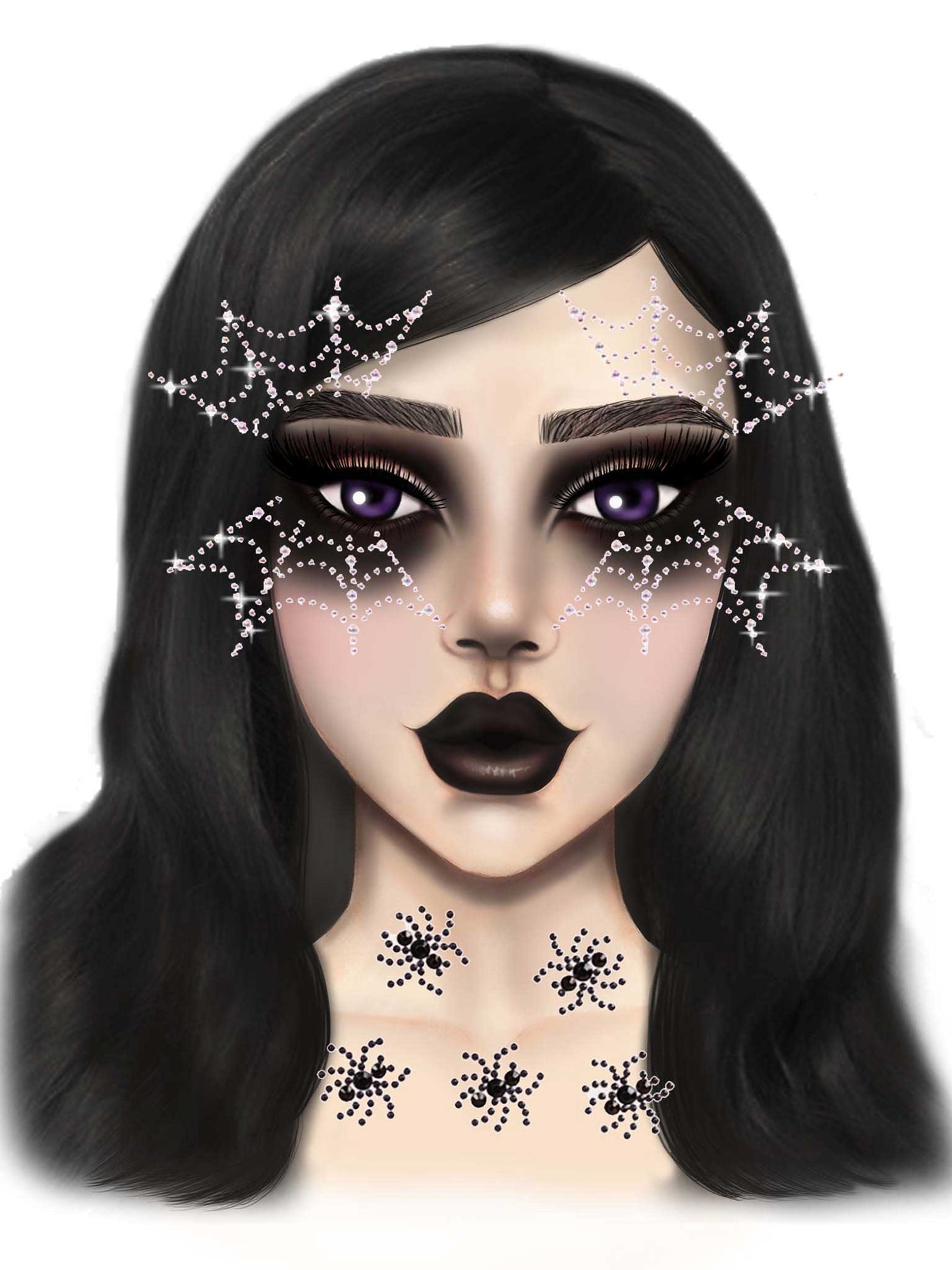 "Spider Web Face Jewels Sticker LA-EYE047"